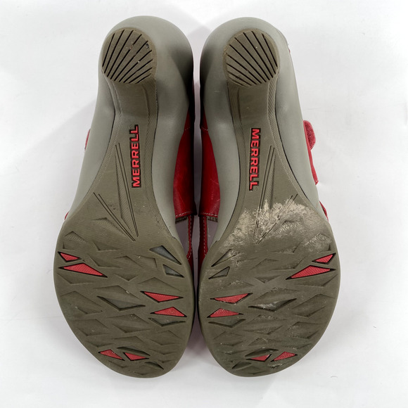Merrell Cycling Evera MJ Sunset Peep Toe Pumps Heels Womens Sz 8 Red Leather - Picture 4 of 8